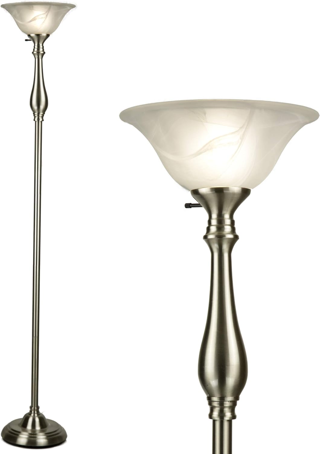 LIGHTACCENTS Royal Floor lamp with Victorian Bronze Finish and Amber Alabaster Glass Shade - Standing lamp - Floor Lamps for Living Room Model 16176-29 - ( Bronze)