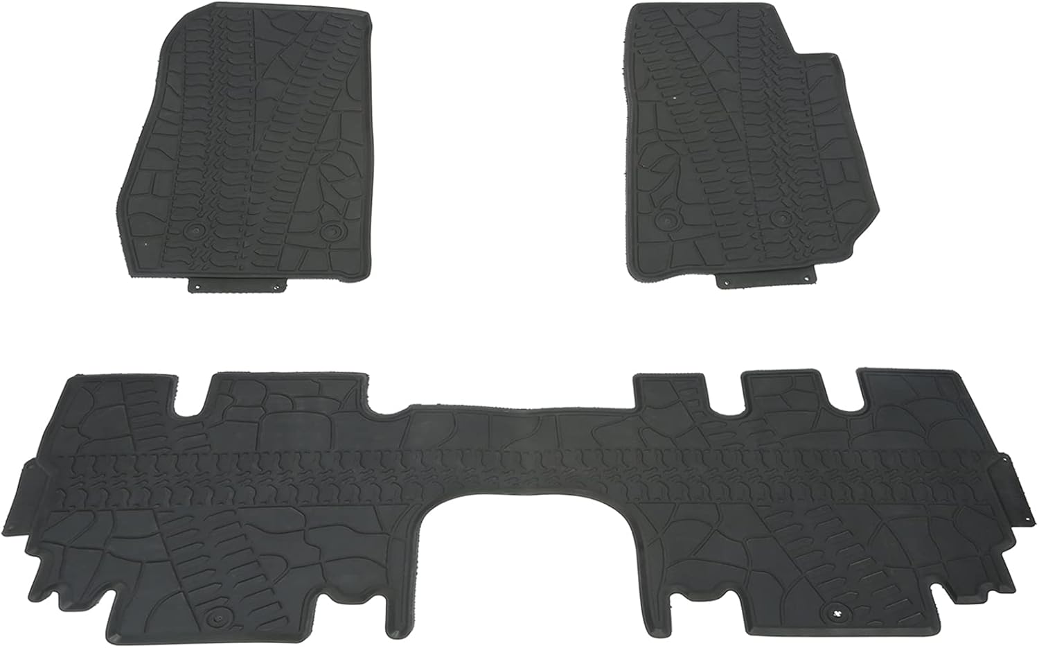 Hooke Road for Jeep Wrangler 4-Door Floor Mat, Black Front & Rear Liner Carpets Rubber Slush All-Weather for Jeep Wrangler JK Unlimited 4-Door 2011-2018 (3-Piece)