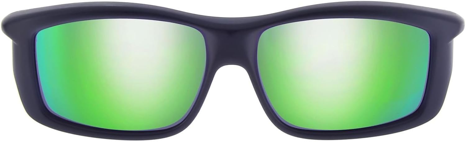 Fitovers Yamba X-Large Polarized Over Sunglasses ; Satin Black & Polarvue Green Mirror