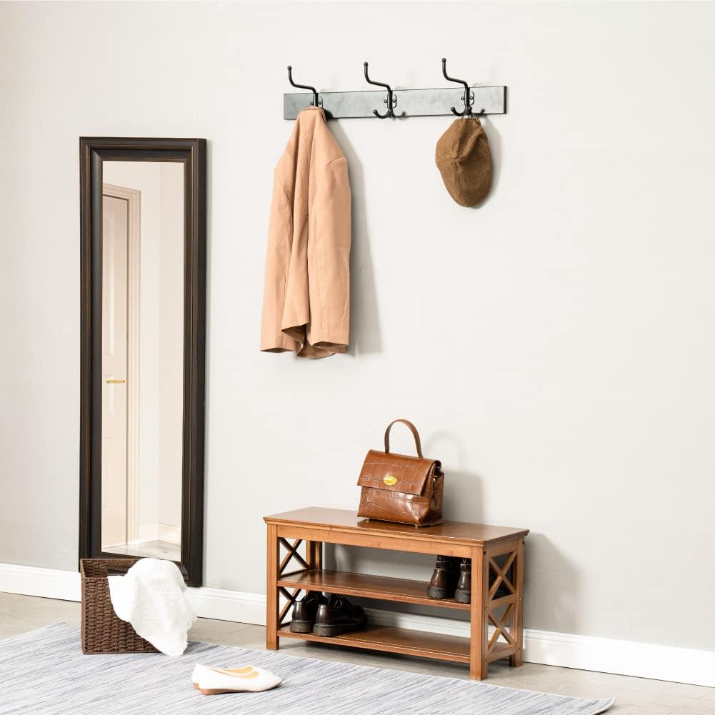 Shoe Rack Bench Entryway Shoe Bench Brown Bamboo 3 Tier Shoe Storage Benches Shoe Organizer for Entryway Hallway Living Room(31.5