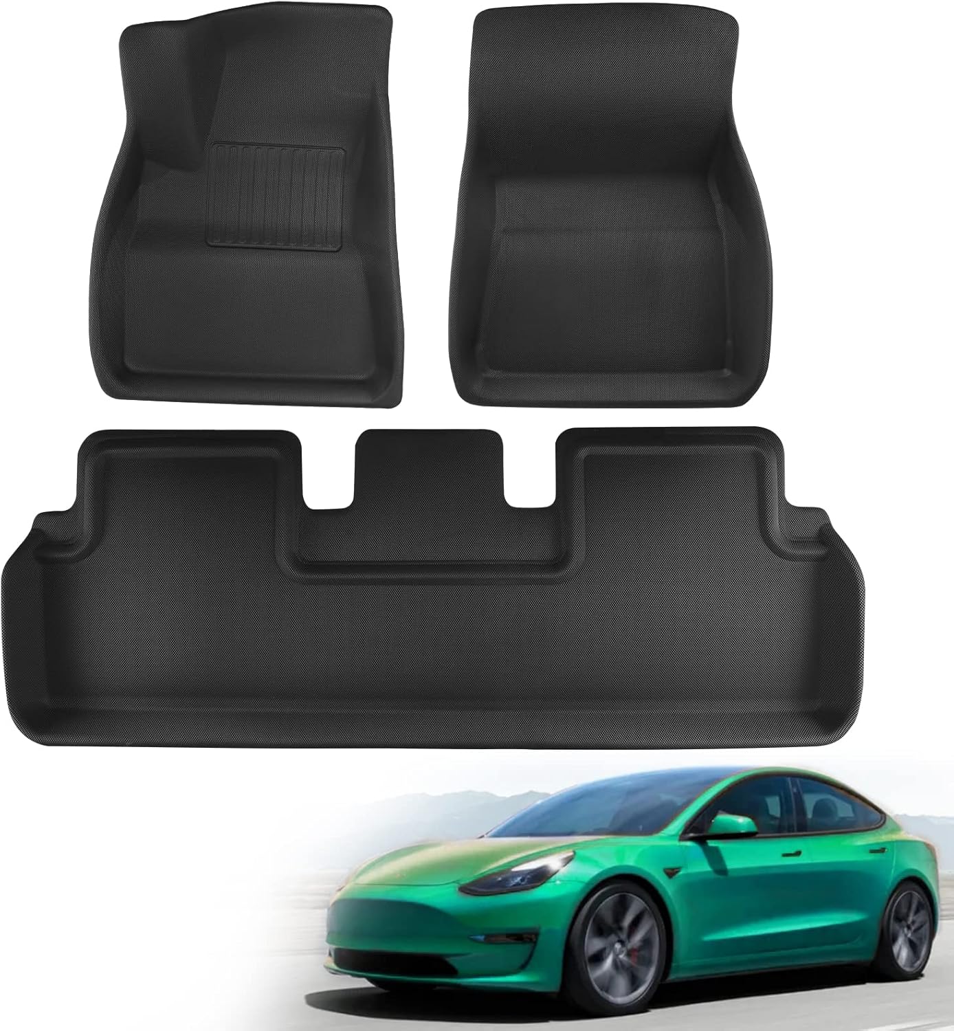 devinci Tesla Model 3 Floor Mats 2022 2021 Tesla Model 3 All Weather Floor Mats 1st and 2nd Row Tesla Model 3 Accessories