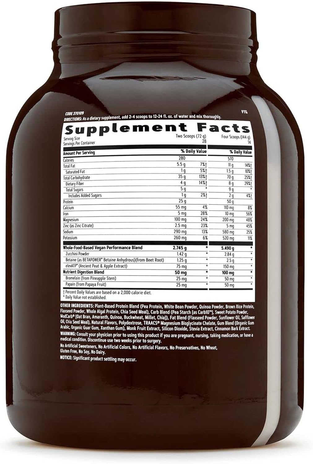 GNC Earth Genius PurEdge Plant-Based Gainer - Natural Vanilla, 14 Servings, 50 Grams of Plant-Based Protein Pack of 2