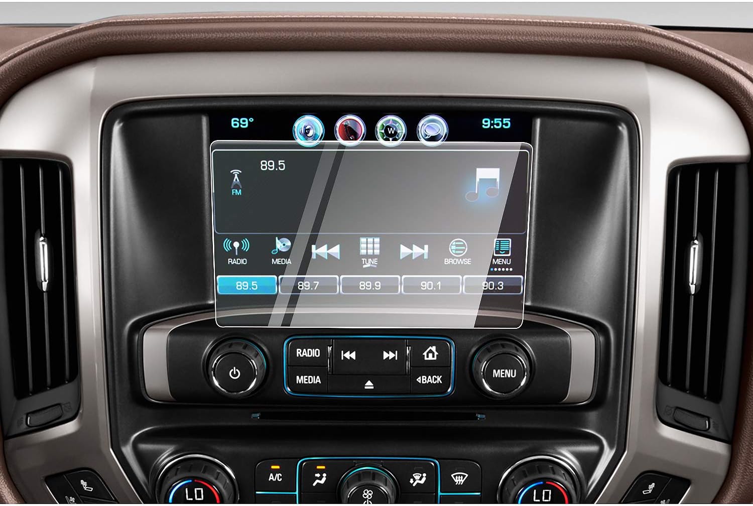 CDEFG for 2014-2020 2021 Silverado 1500HD 2500HD 3500HD MyLink Car Navigation Touch Screen Protector, HD Clear TEMPERED GLASS 9H Scratch Resistance (8 Inch) Pack of 2