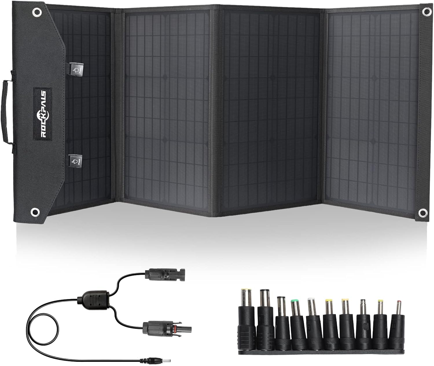 ROCKPALS SP002 Foldable 60W Solar Panel Charger for Jackery Explorer/Flashfish/MARBERO/BALDR/Paxcess Portable Power Station Generator and USB Devices, QC3.0 USB Ports