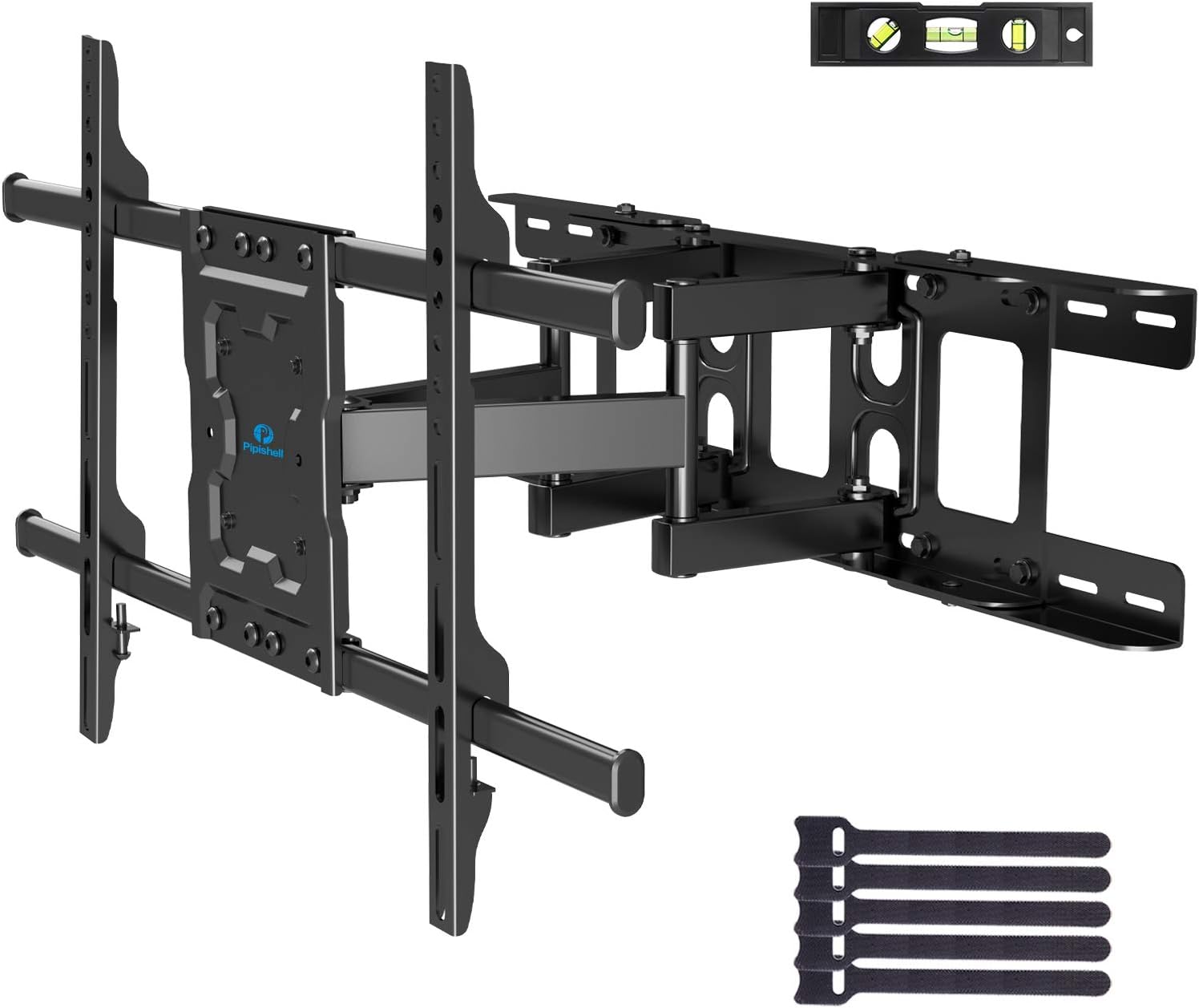 Full Motion TV Wall Mount Articulating Arms Swivel Tilt Rotation for Most 37-70 Inch OLED, LCD, LED Flat Curved TVs, Extension to 24 inch Wood Stud up to 132lbs Max VESA 600x400mm by Pipishell Pack of 2