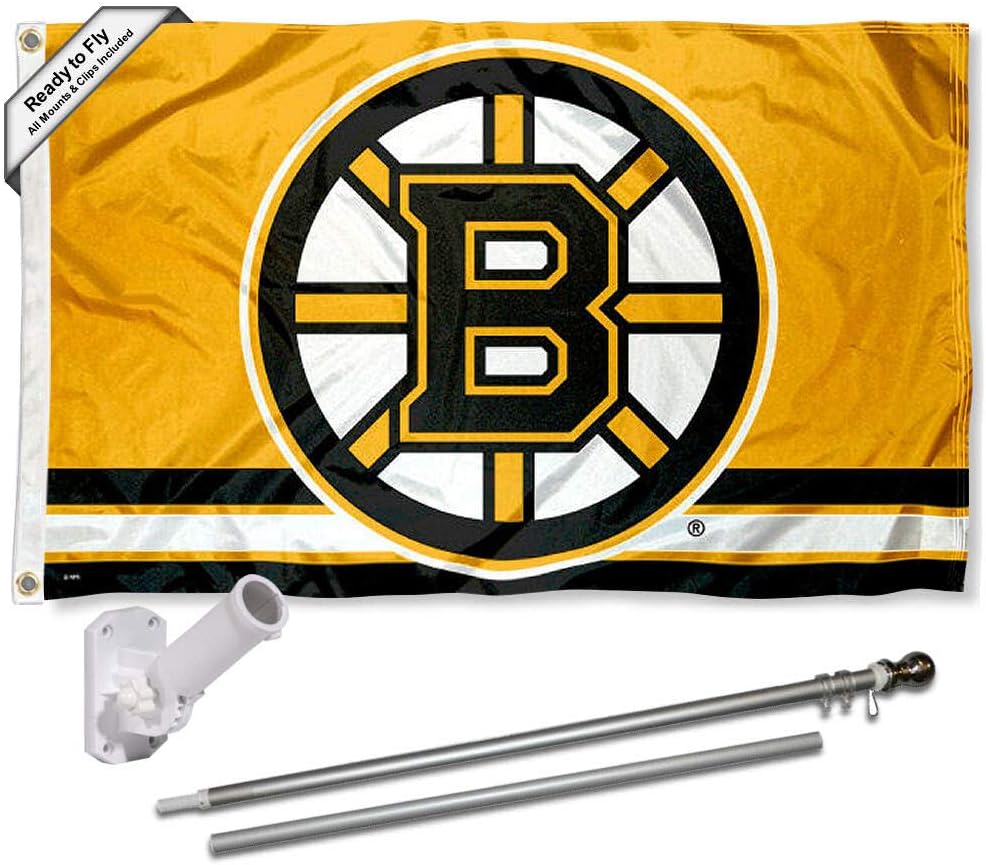 WinCraft Boston Bruins Gold Flag Pole and Bracket Mounting Set