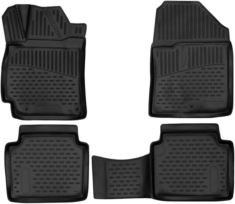 Fits 2017-2021 Hyundai Elantra Floor Mats Front & 2nd Row Seat Liner Set All Weather Full Set Liners (Black)