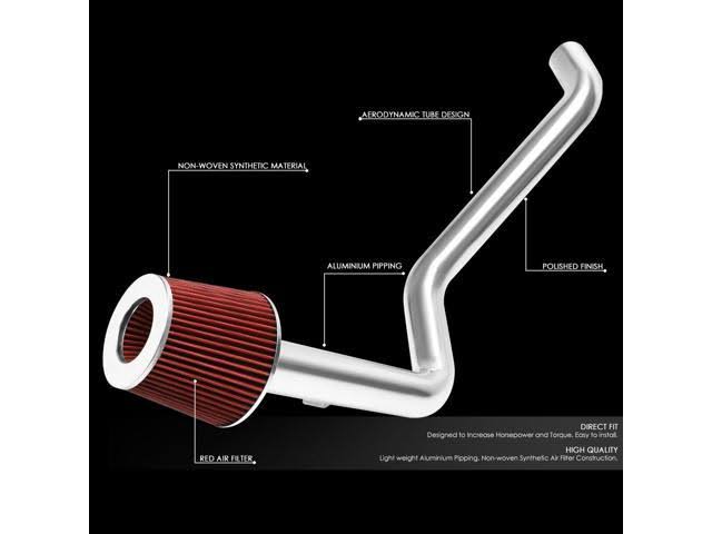 DNA Motoring for 1998 to 2002 Honda Accord 2.3L Lightweight Hi-Flow Cold Air Intake System+Red Cone Filter 99 00 01
