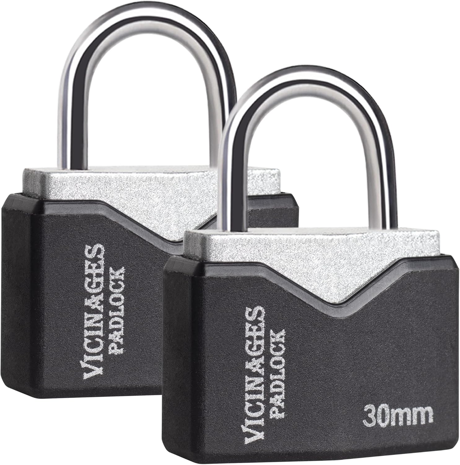 Padlock Covered Aluminum Small Lock with Key 1-1/4&rdquo; Wide Locks Body, Keyed Different Padlocks for Hasp Latch, Sheds, Fences, Storage Locker, School, Gym (4 Pack Individually Keyed - Black)