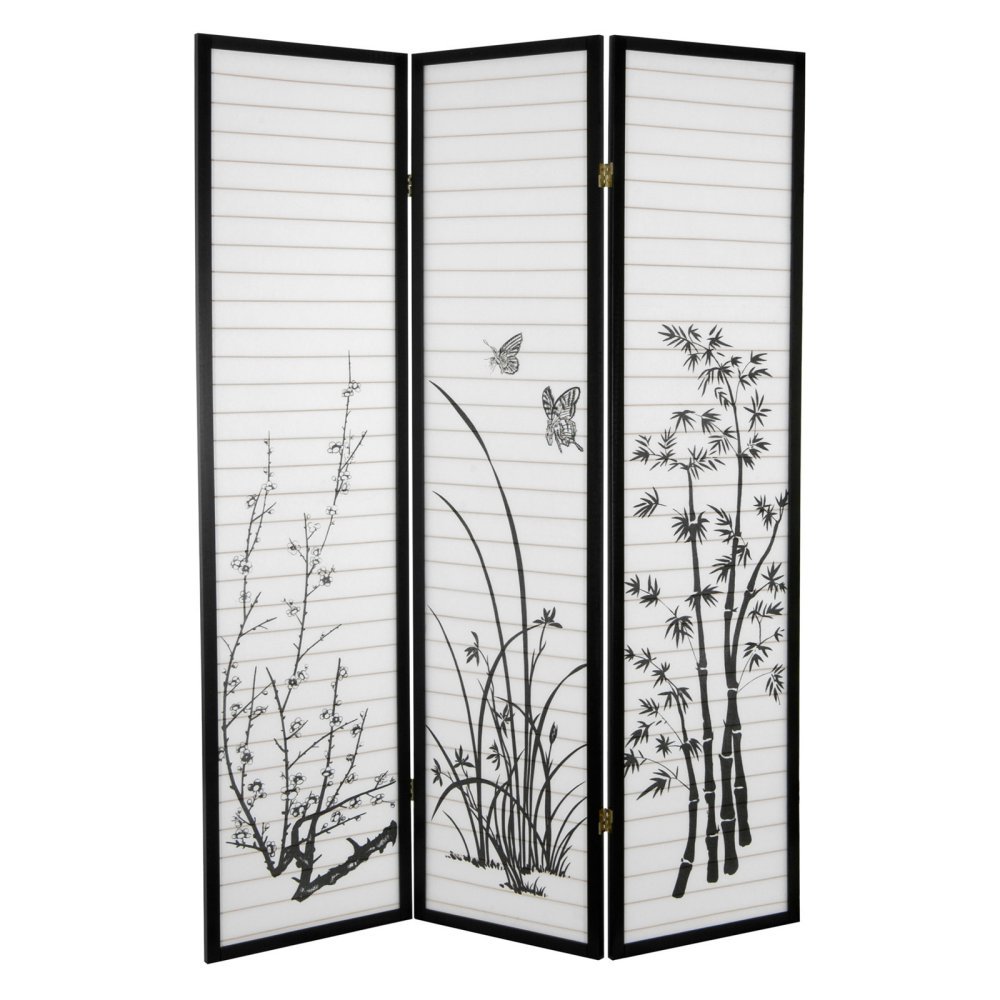 ORIENTAL Furniture SSFWSC34-3P Room Divider, 3 Panel, Black