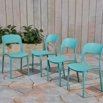 Doerr Stacking Patio Dining Chair Ebern Designs Color: Teal