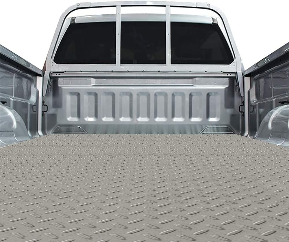 Resilia Truck Bed Mat Liner – Universal Size, Durable Heavy-Duty All-Weather Protection for Your Truck, Cargo Van, or SUV, Pickup Accessories, Trim to Fit, Silver, Thick 4 Foot x 6 Foot Pack of 2