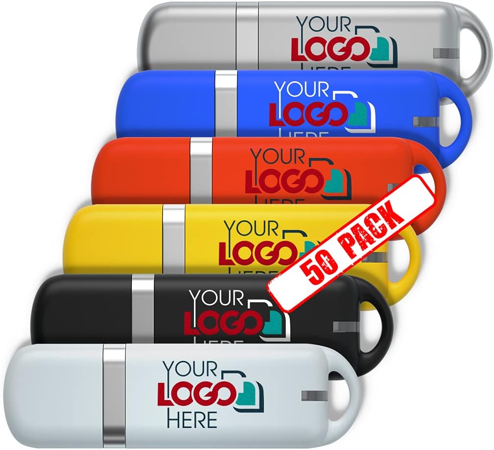 Possibox Custom Promotional USB Flash Drive 128MB Printed with Your Logo - as Campaign Gift Bulk - 50 Pack