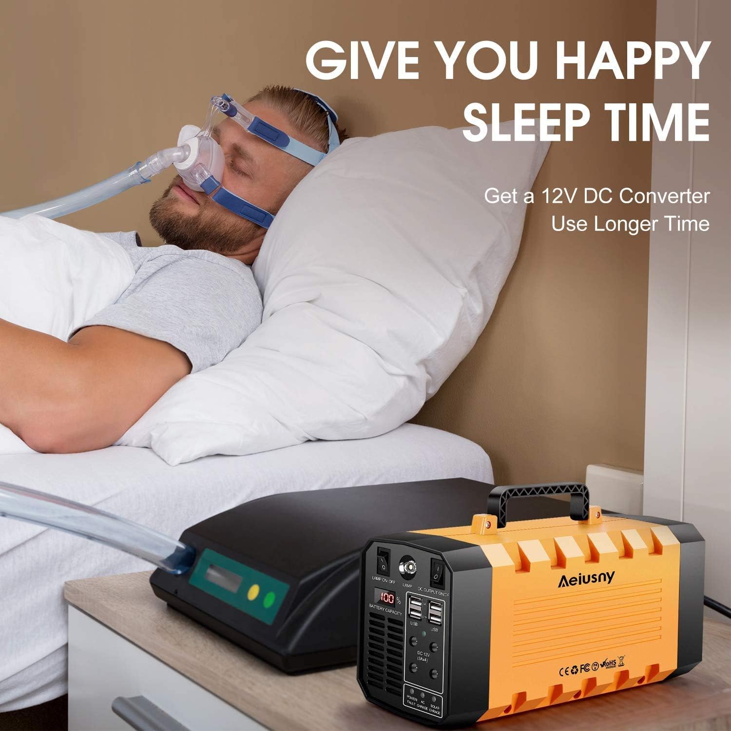 Aeiusny Portable Power Station, 288Wh/500W Solar Generator Power Supply CPAP Backup Battery, 110V Pure Sinewave AC Outlet, 12V DC, USB Output for Outdoor Camping Trip Fishing Emergency