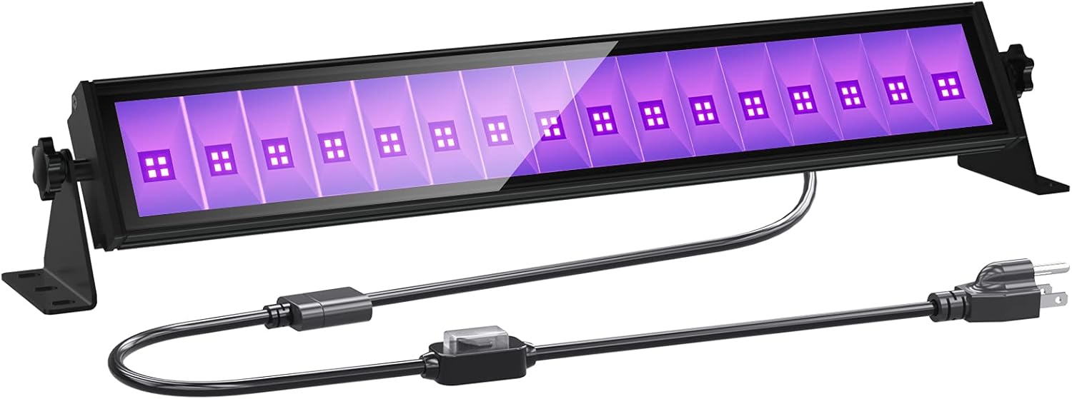 160W Black Light, LED UV Black Light Bar with Plug & Switch, IP65 Waterproof, UV Bar Blacklights AC120V for Glow in The Dark Party Birthday Christmas Halloween Body Paint Fluorescent Poster