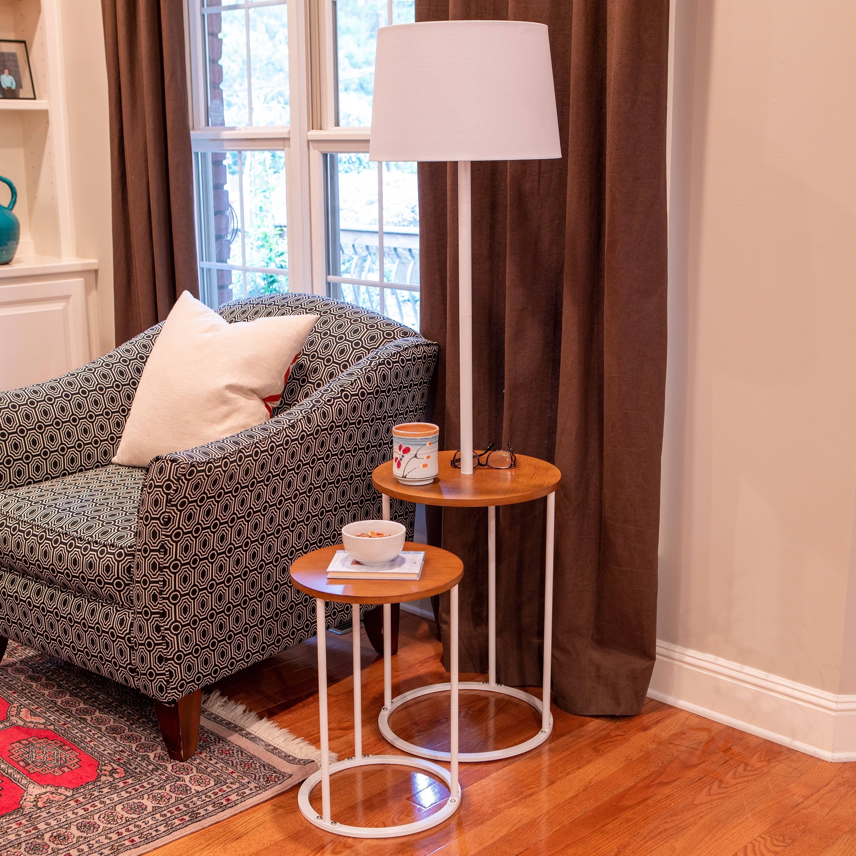 Ricard Floor Lamp and Nesting Accent Table Set (Black - Painted)