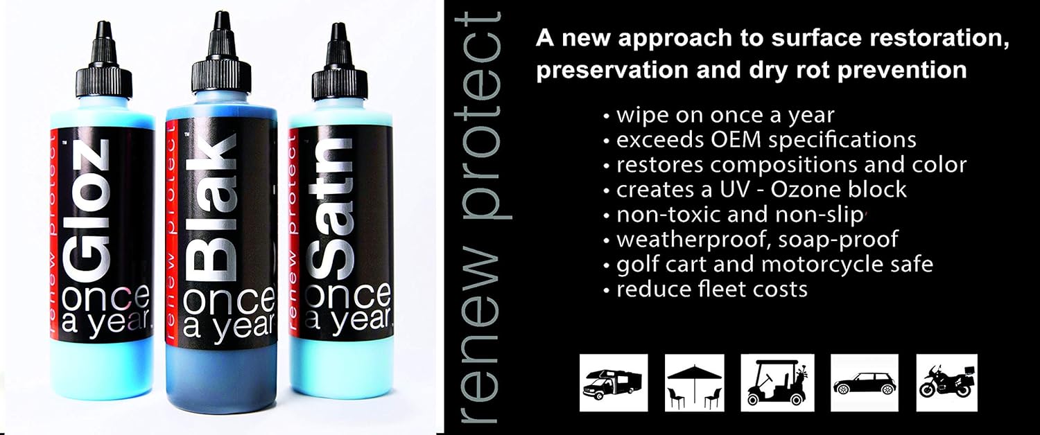 SATN, Once A Year - Our Highest UV Reflective Value: Restorer Plastic and Vinyl, Renew Color, Prevents Tire Dry Rot – Weather- and Salt-Proof, UV Block, Med. Gloss Dry-Seal – 16oz Kit Pack of 2