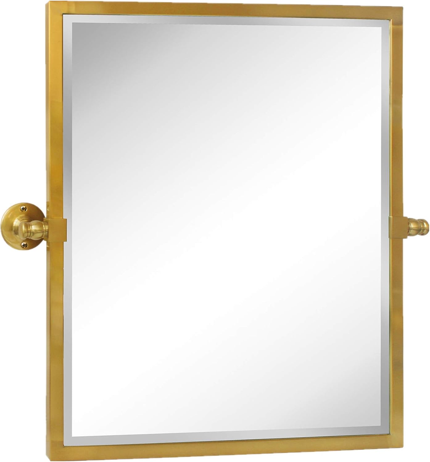 Black Metal Framed Pivot Rectangle Bathroom Mirror Tilting Beveled Vanity Mirrors for Wall 23'' x 24'' inches