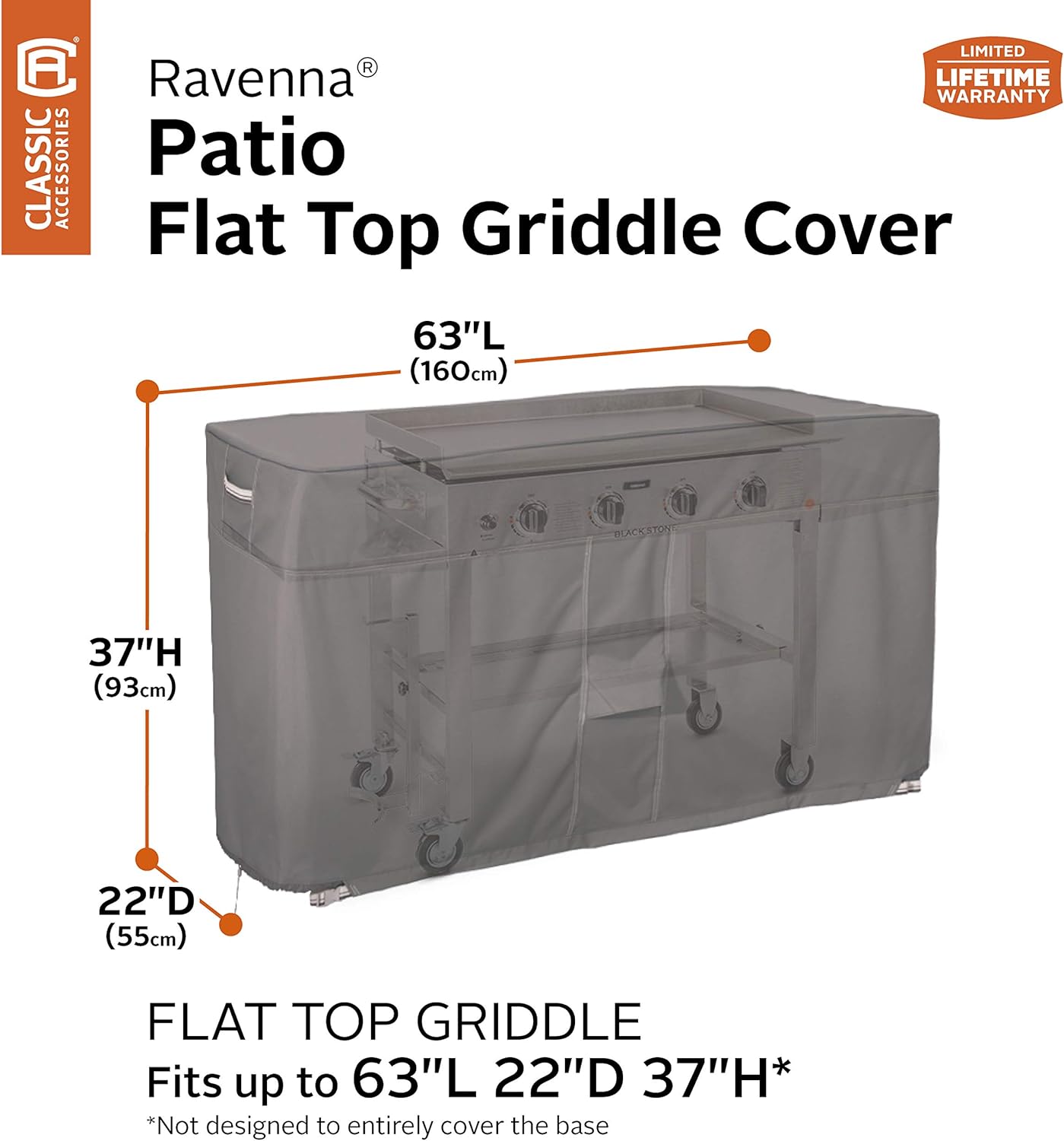 Classic Accessories Ravenna Water-Resistant 63 Inch Flat Top Griddle Cover for Blackstone