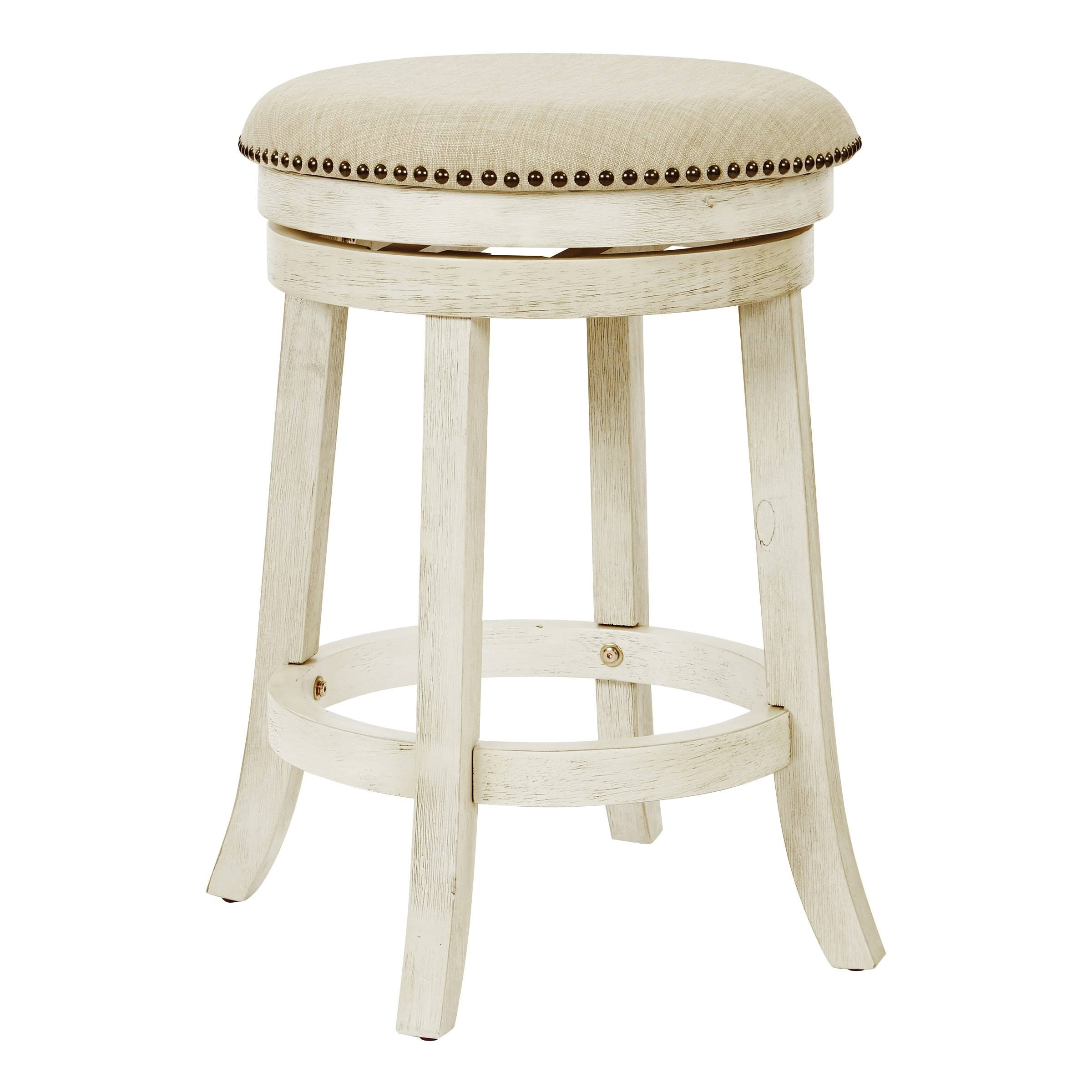 Osp Home Furnishings Backless Swivel Stool in Antique White Finish 2-Pack