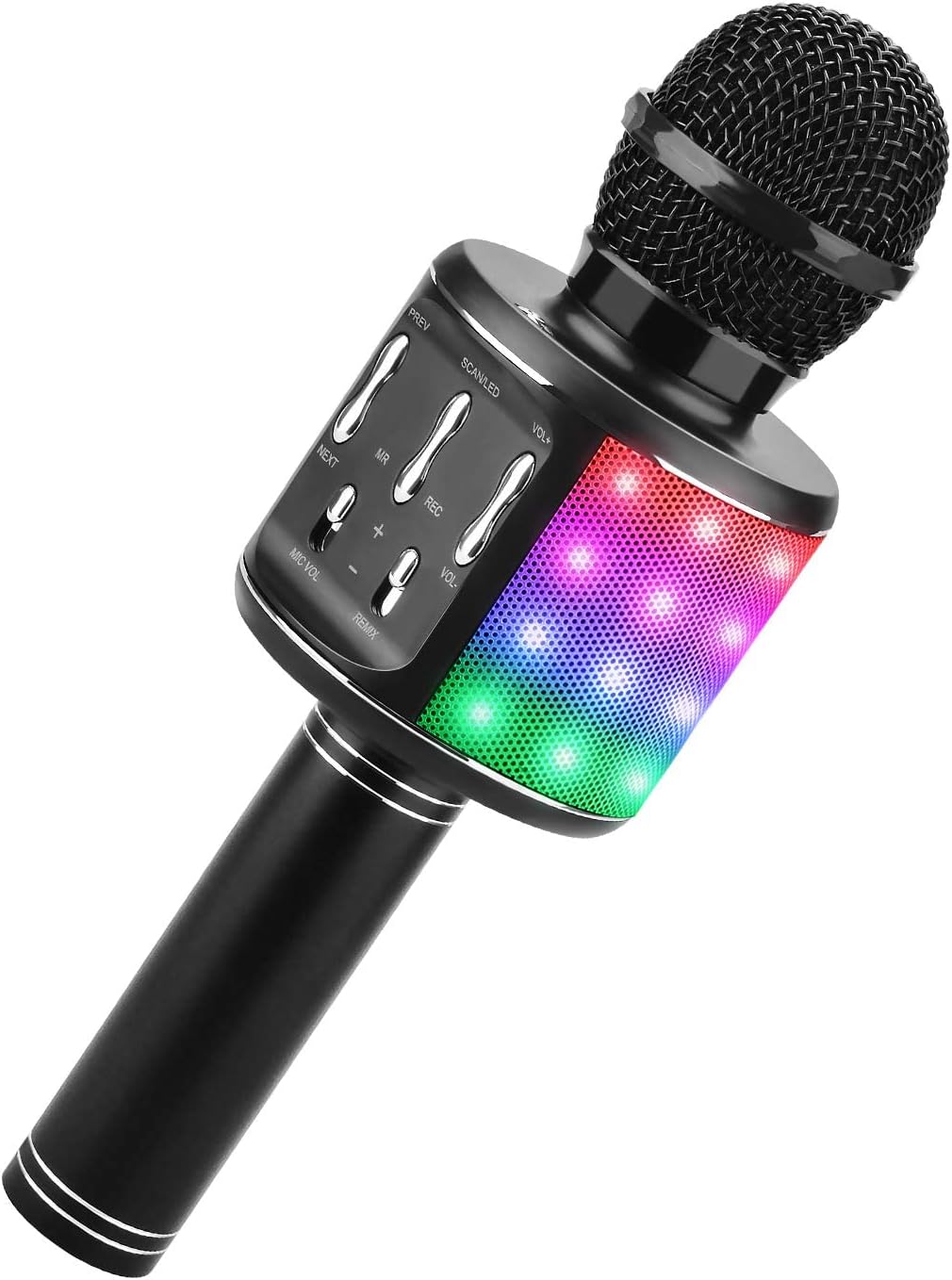 BlueFire Wireless Karaoke Microphone Machine with LED Lights, Portable Microphone for Kids, Gifts Toys for Kids, Girls, Boys and Adults (Black)