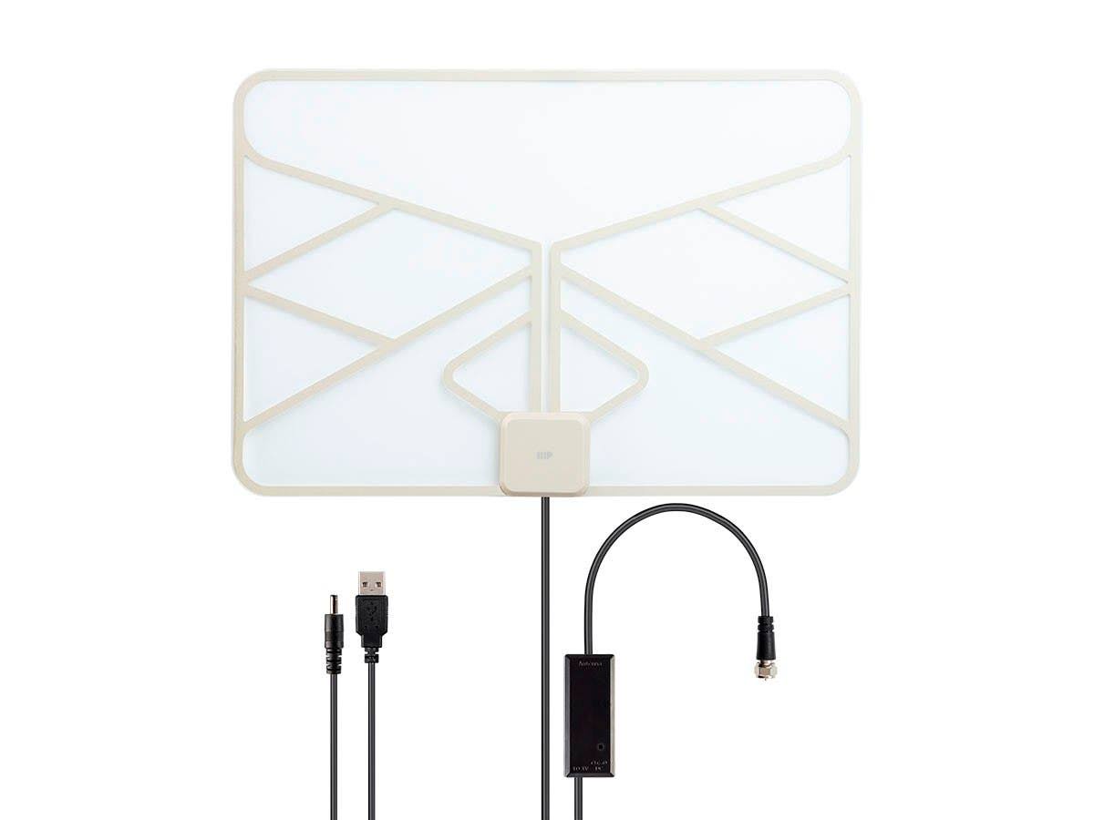Monoprice Clear Window or Wall Mount Paper Thin HDTV Antenna with In-Line Active Amplifier