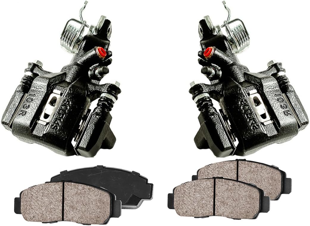 Callahan CCK02394 [2] REAR Performance Black Powder Coated Calipers + [4] Quiet Low Dust Ceramic Brake Pads