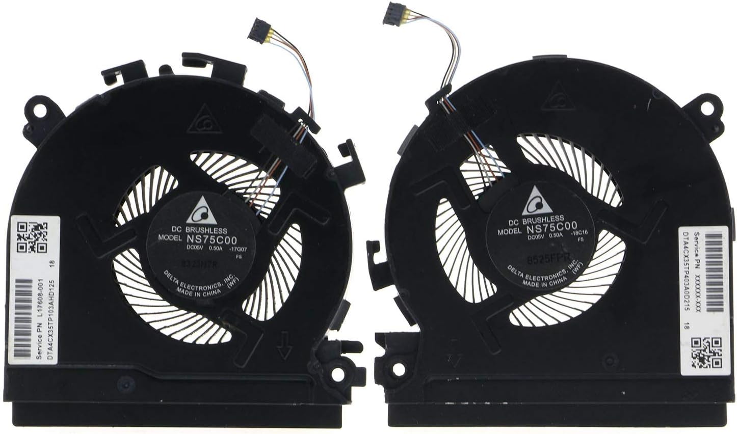 CPU & GPU Cooling Fan for HP Spectre X360 15-CH L17605-001 L17608-001 NS75C00 Pack of 2
