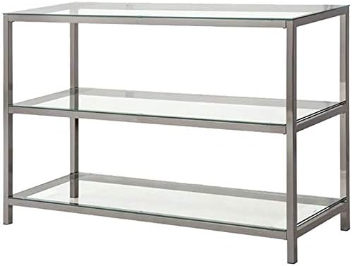 BOWERY HILL 2 Shelf Glass Console Table in Black Nickel