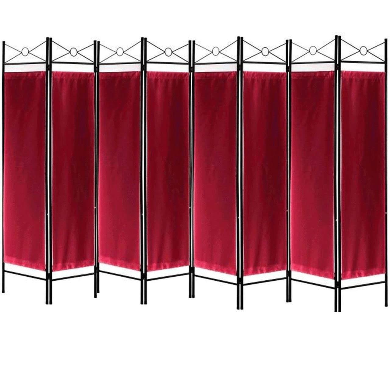 Metal Room Divider Privacy Screen with Removable Fabric Red Color