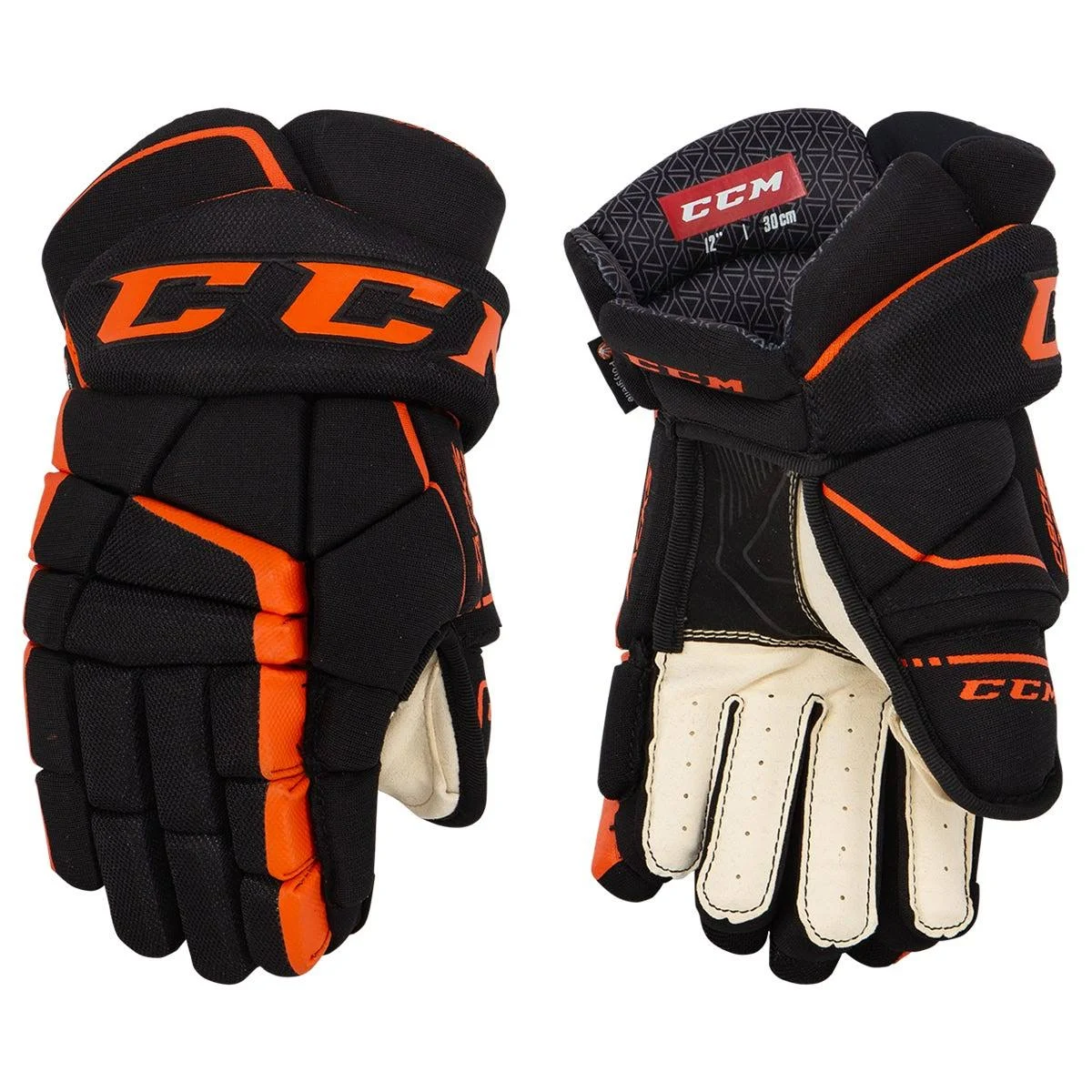 CCM Tacks 9060 Junior Hockey Gloves Black/Orange / 12x22