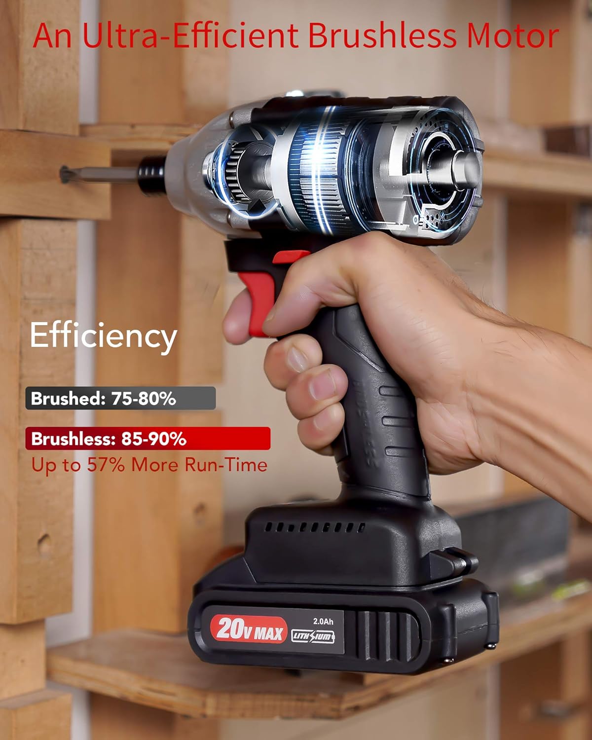 TOOI TOOL 20V Max Brushless Impact Driver, 1/4” Hex Cordless Impact Drill Kit with Lithium Ion Battery, 155 ft-lbs Torque, Variable Speed, 24-Piece Accessories Pack of 2