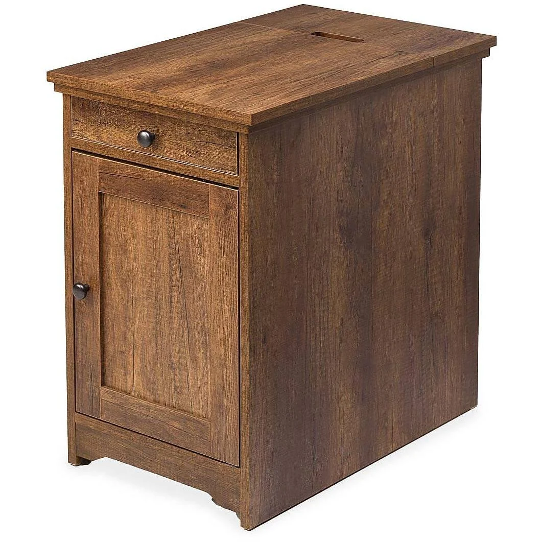 Plow u0026 Hearth - Four-In-One Side Table with Space Heater, Charger, Magazine Rack u0026 Tray