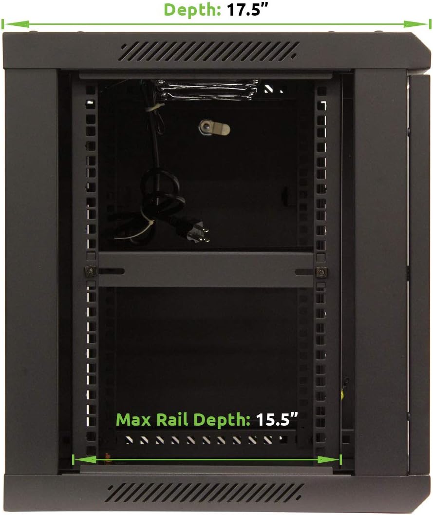 NavePoint 9U Wall Mount Network Server 19 Inch IT Cabinet Rack Enclosure Glass Door Lock