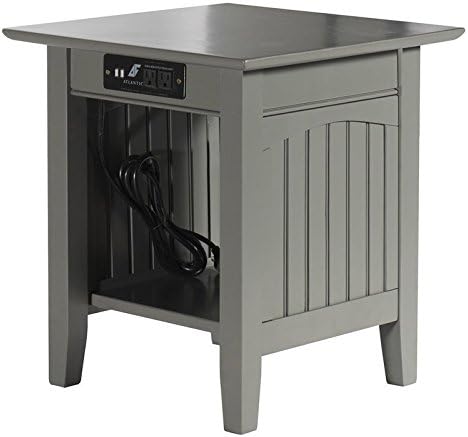 Leo & Lacey End Table with Charger in Grey