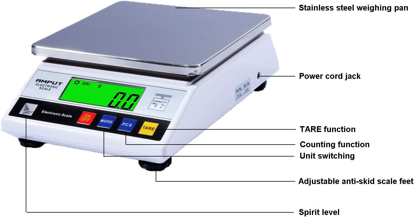 RESHY High Precision 3kg x 0.1g Digital Accurate Electronic Balance Lab Scale Laboratory Weighing Industrial Scale Kitchen Scale Scientific Scale Counting Scale (3000g, 0.1g)