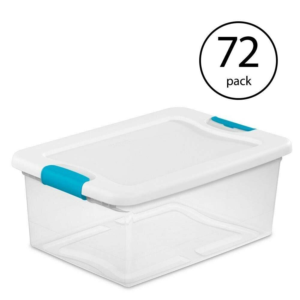 Sterilite 15-Qt. Clear Stackable Latching Storage Box Container (72 Pack)