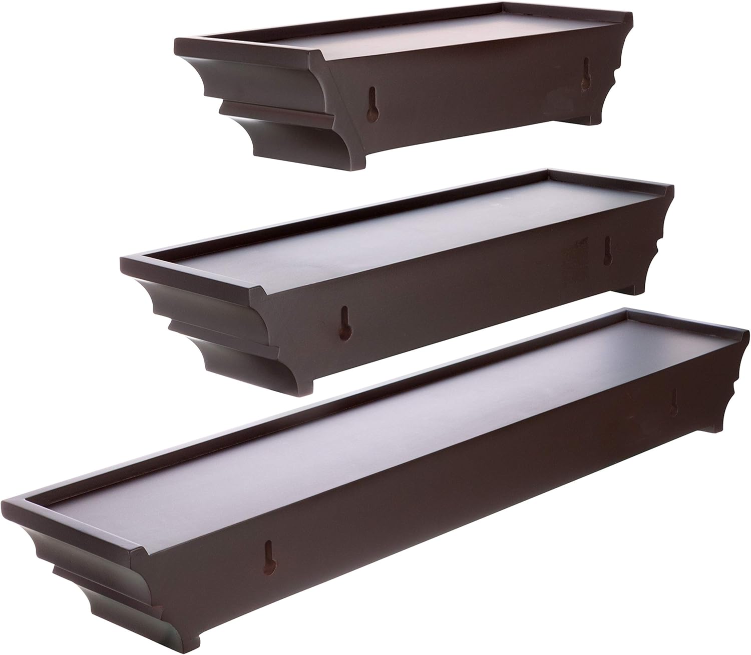 Kiera Grace Traditional Floating-Shelves, Set of 3, Espresso Pack of 2