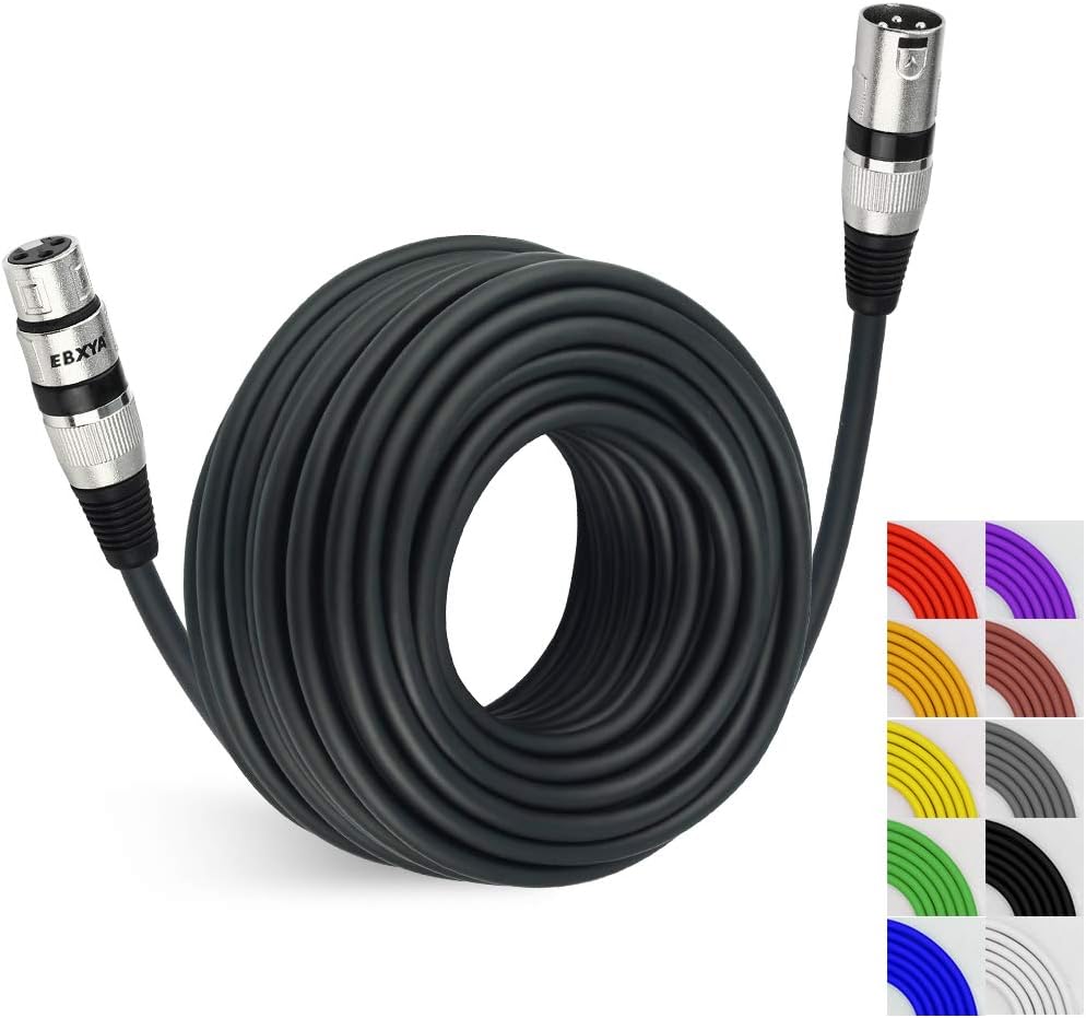 EBXYA Microphone Patch Cable 50 Ft, Premium DMX Cable XLR Male to Female Cable 50 Feet, Black