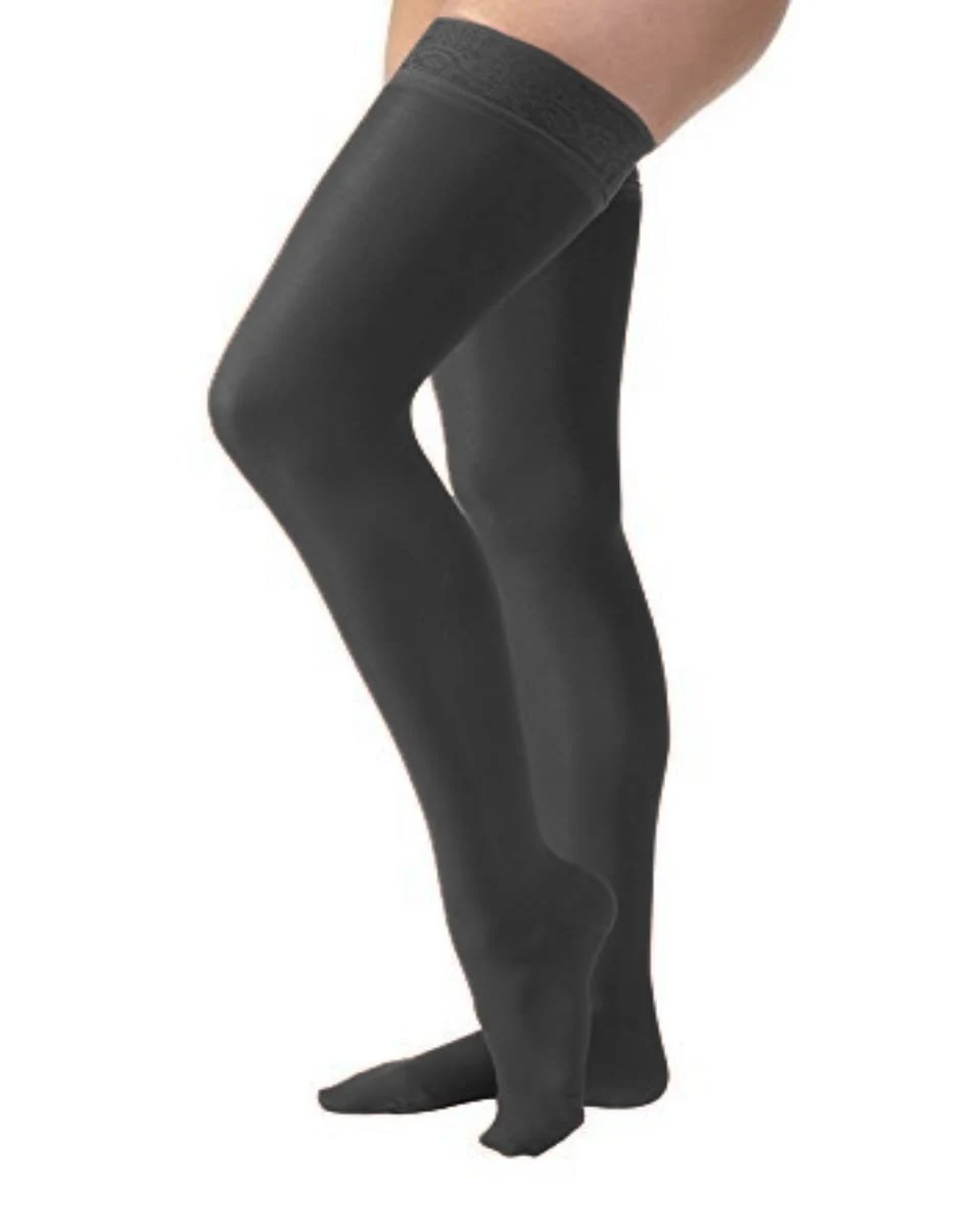 Jobst Ultrasheer 15-20 mmHg Med Black Thigh High Petite Silicone Lace Strip