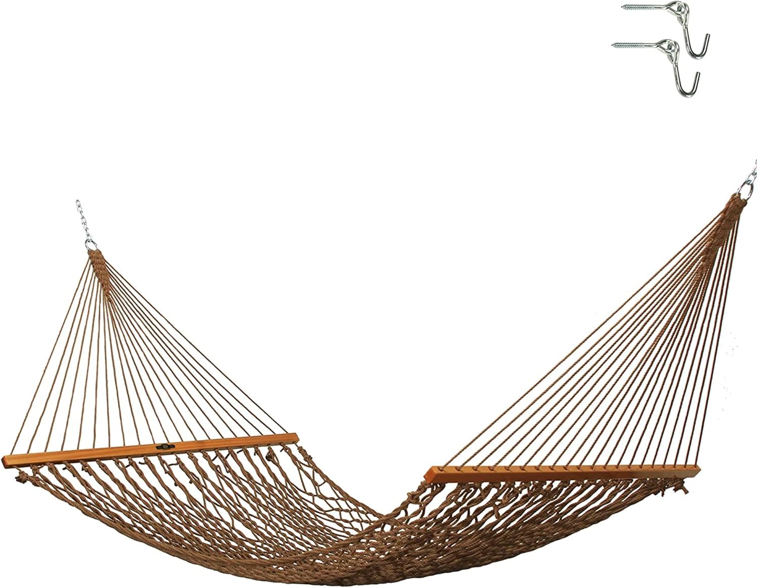 Original Pawleys Island 12DCMDW Single Meadow Duracord Rope Hammock with Free Extension Chains & Tree Hooks, Handcrafted in The USA, Accommodates 1 Person, 450 LB Weight Capacity, 12 ft. x 50 in.