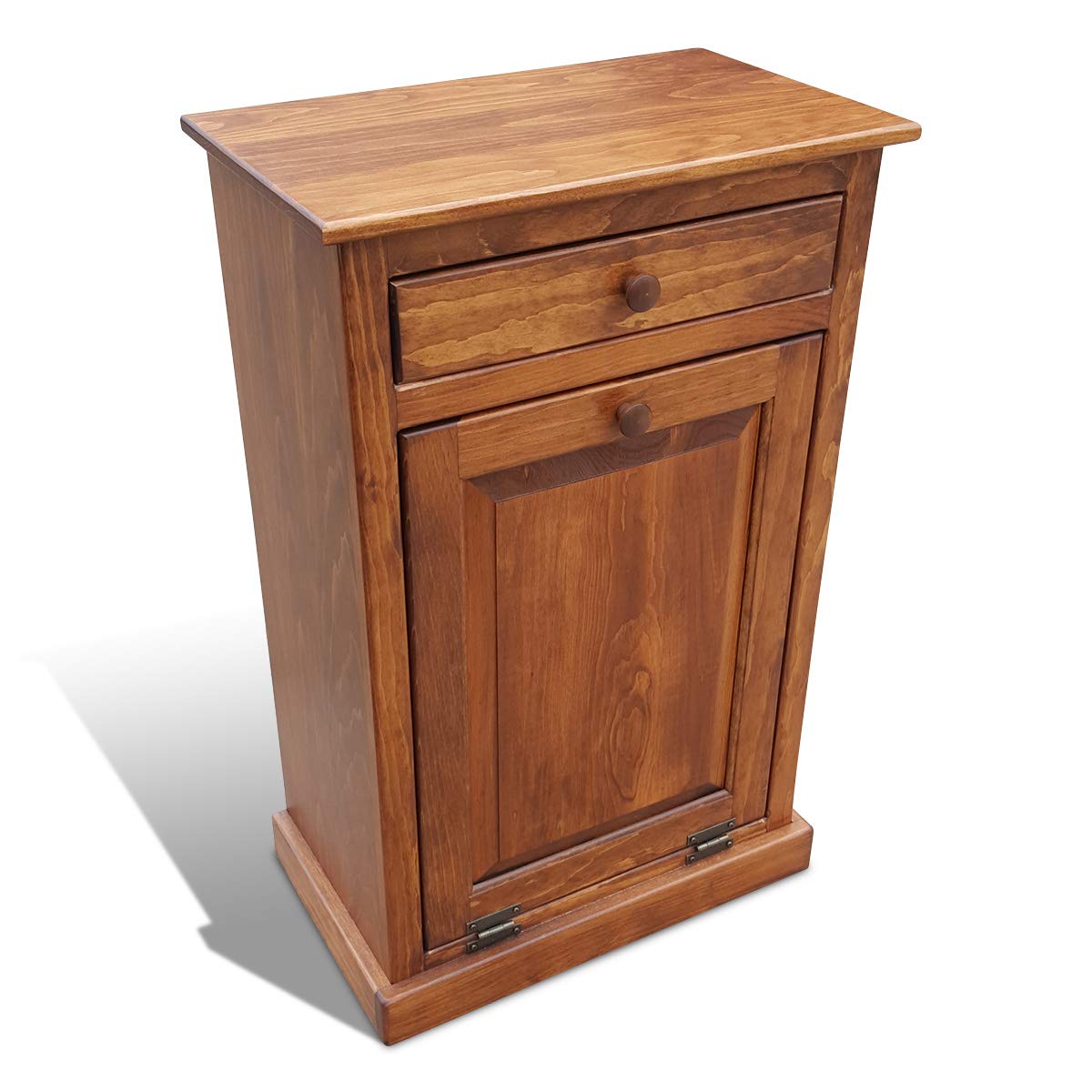 Peaceful Classics Wooden Pull Out Trash Can Cabinet, Handmade Solid Wood Hideaway Trash Holder (Cherry)