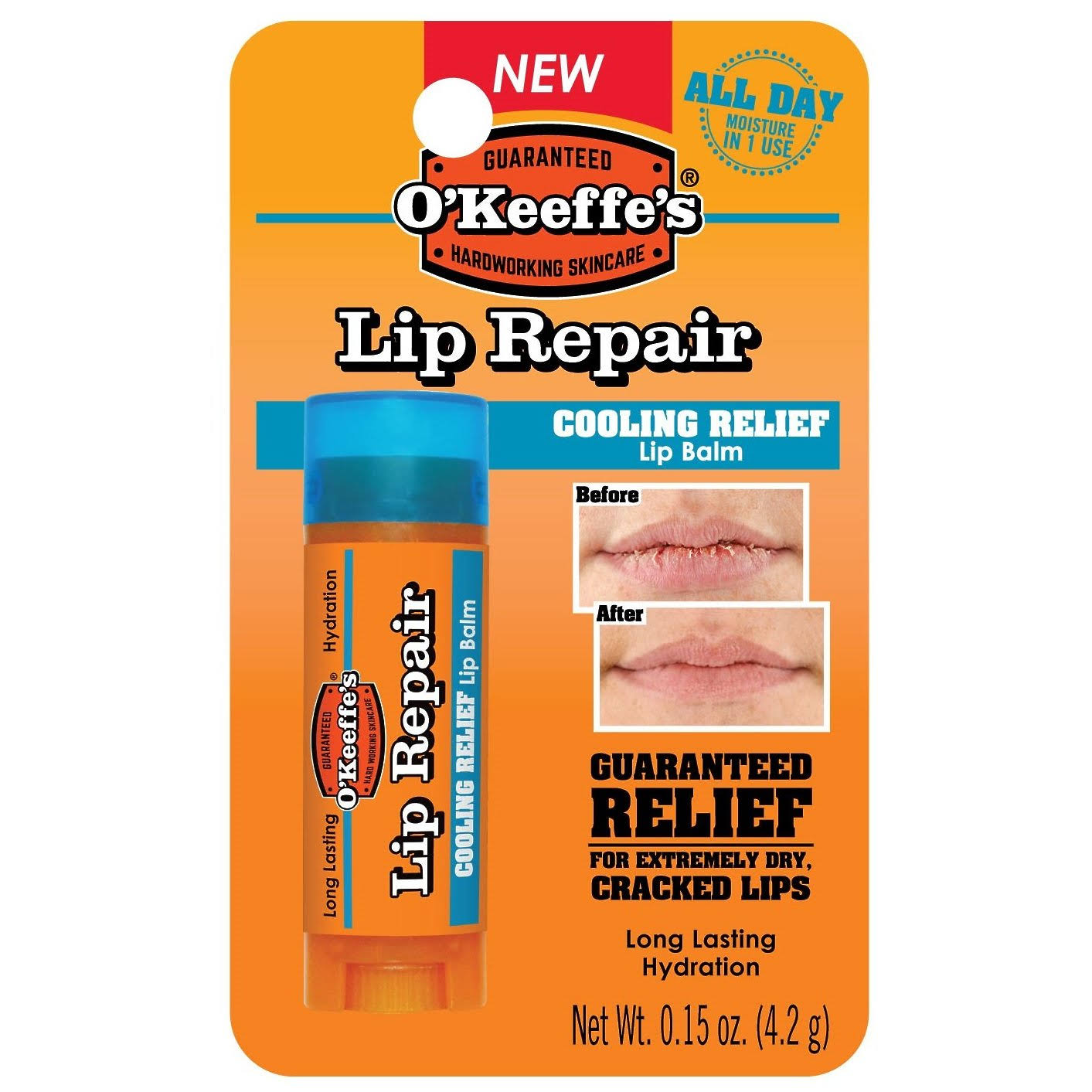 O'Keeffe's Cooling Relief Lip Repair Lip Balm for Dry Cracked Lips Stick (Pack of 12)