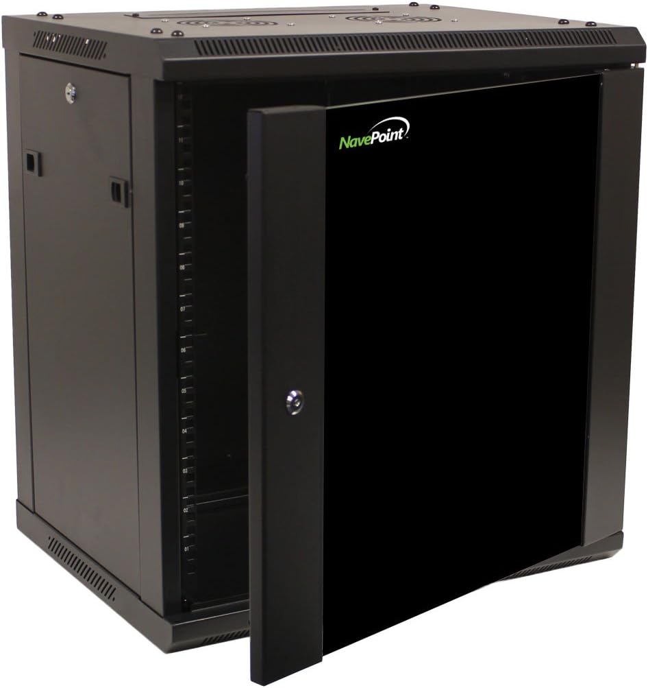 NavePoint 12U Wall Mount Network Server 19 Inch IT Cabinet Rack Enclosure Glass Door Lock