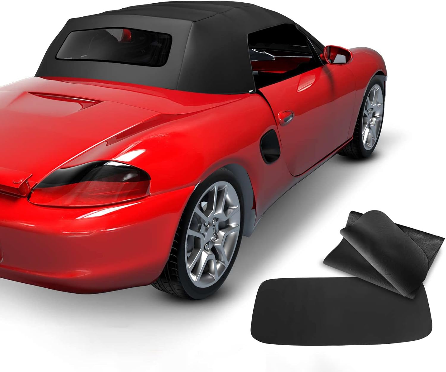 A-Premium Black Convertible Soft Top with Clear Plastic Window Compatible with Porsche 986 Series Boxster 1997-2002 Convertible