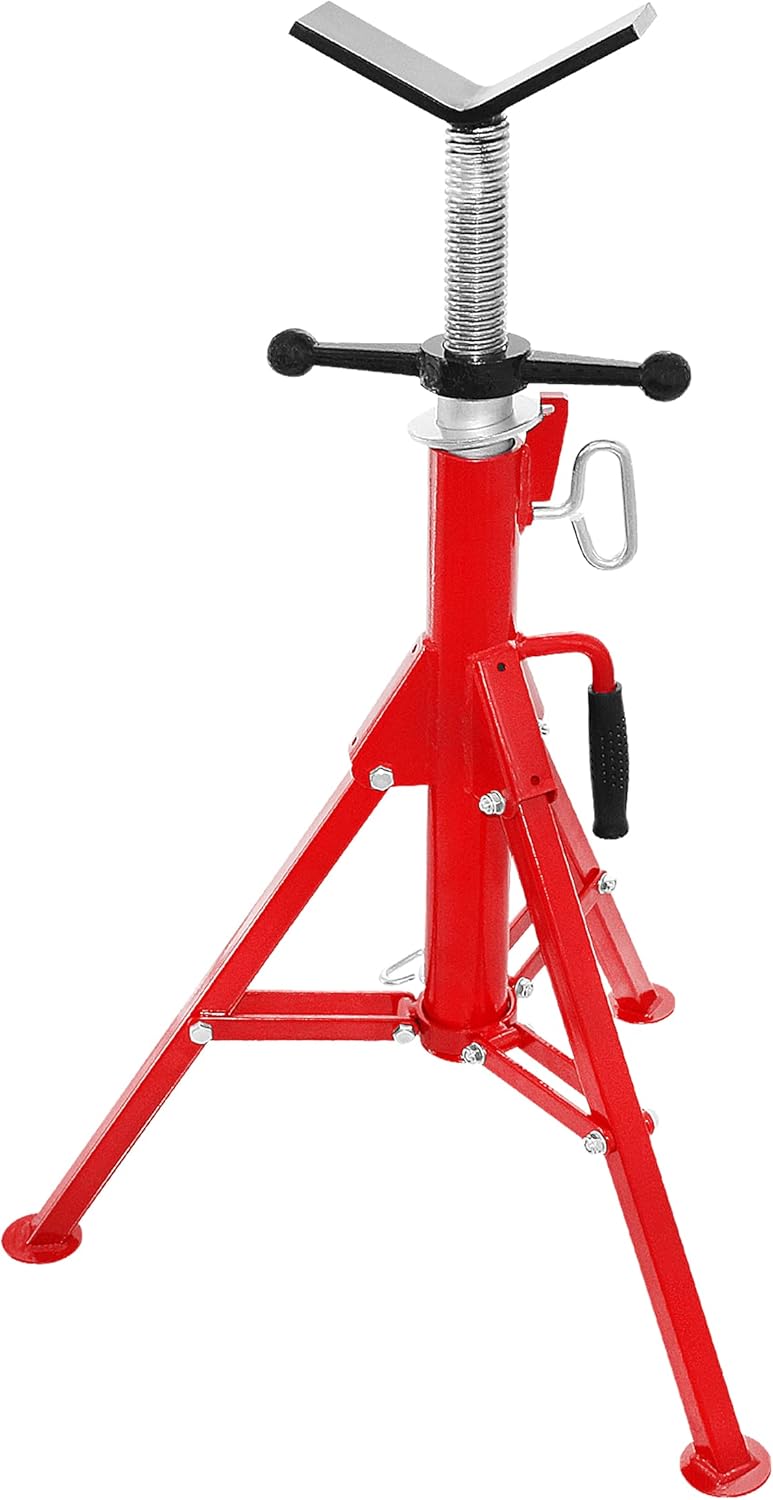 SENDUO Pipe Stand V-Head 28”-52” Adjustable Height,2500 lbs. Capacity, Pipe Jack Stand with Folding Legs