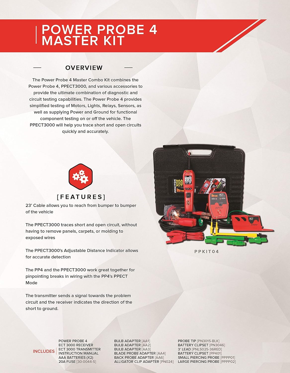 POWER PROBE IV Master Combo Kit - Red (PPKIT04) Includes Power Probe IV with PPECT3000 and Accessories