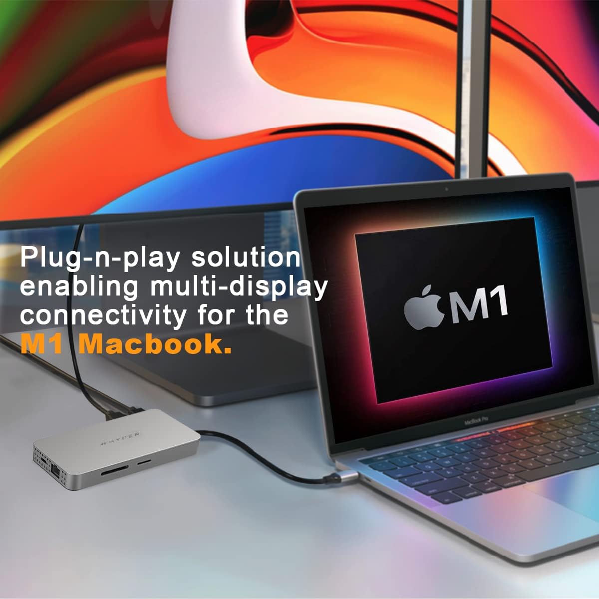 HyperDrive 4K Dual HDMI USB C Hub M1 MacBook 10in1: Dual 4K HDMI, Gigabit Ethernet, USB-A, USB-C, USB-C 100W Power Delivery, MicroSD/SD, Headphone Jack for MacBook Pro/Air(M1), Windows PC, Chromebook