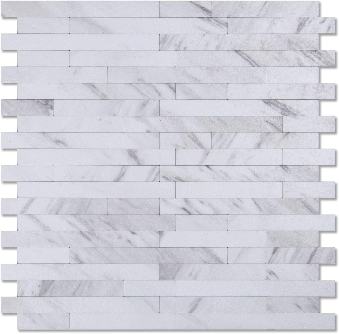 Art3d 10-Sheet Easy DIY Backsplash Tile Peel and Stick for Kitchen Bathroom - Granite White Pack of 2