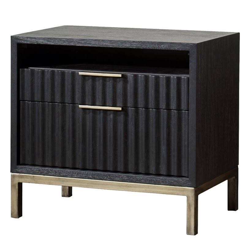 Bowery Hill 2 Drawer Nightstand in Transparent Black Mahogany